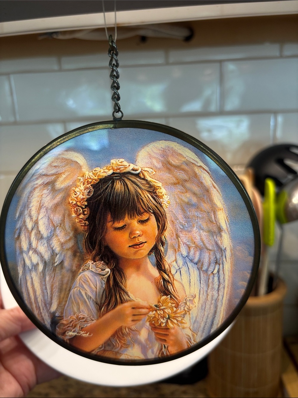 Sandra Kuck Angel of Love Hanging Art - Soft Pastel Colors